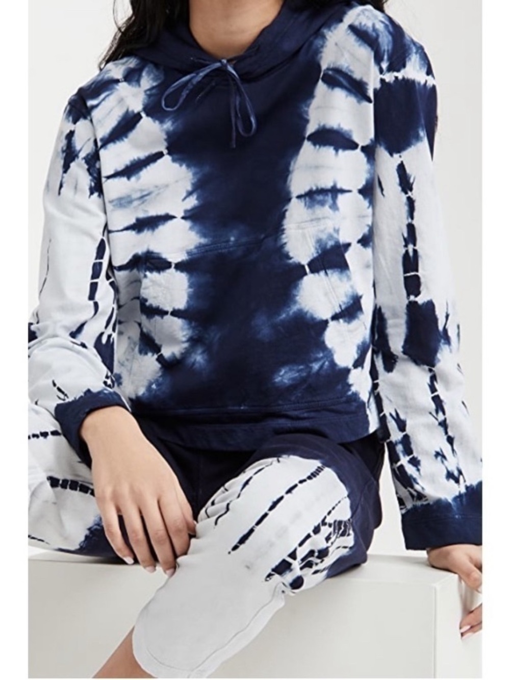 Raquel Allegra Hoodie Sweatshirt Womens 1/M Tie Dye Oversized Boxy Cropped Boho